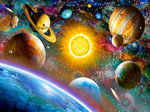 Bimkole 5d Diamond Painting Kit Bricolaje Arte Sol Cielo Estrellado, Universo Planeta Tierra Pintura Diamantes Kits Estampados De Punto De Cruz Diamantes de Imitación Decoración de Pared, (30x40 cm)