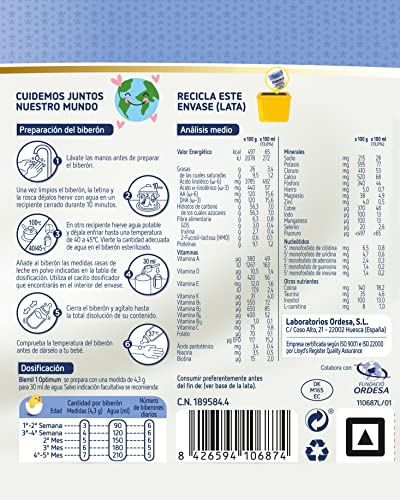 Blemil Plus 1 Optimum ProTech - Leche de Inicio en polvo Desde el Primer Día, 800g