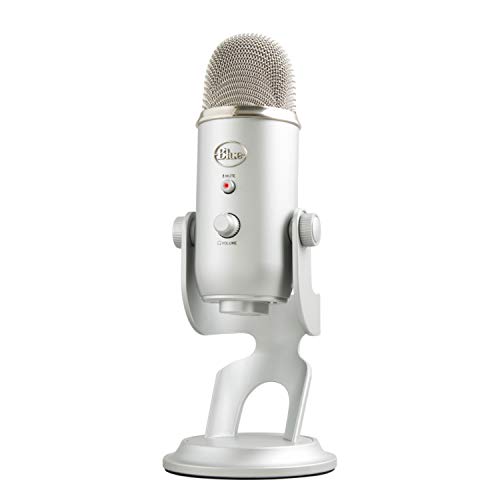 Blue Micrófono USB profesional Yeti para grabación, streaming, podcasting, radiodifusión, gaming, voz en off y más, multipatrón, Plug'n Play en PC y Mac Plata