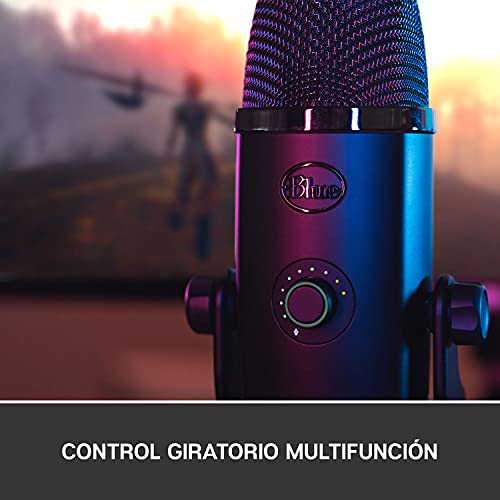 Blue Microphone Yeti X Micrófono condensador USB profesional con medición de alta resolución, iluminación LED, botón inteligente, azul VO! CE para juegos, streaming, podcasts en PC/Mac - Negro