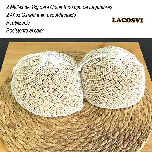 Bolsa de Cocina, 20x15cm Nylon, 2 Mallas De Cocción de 1Kg, Reutilizables Aptas para Cualquier Tipo de Olla a Presión para Cocinar Legumbres, Garbanzos Disfruta de Cocinar un Delicioso Cocido