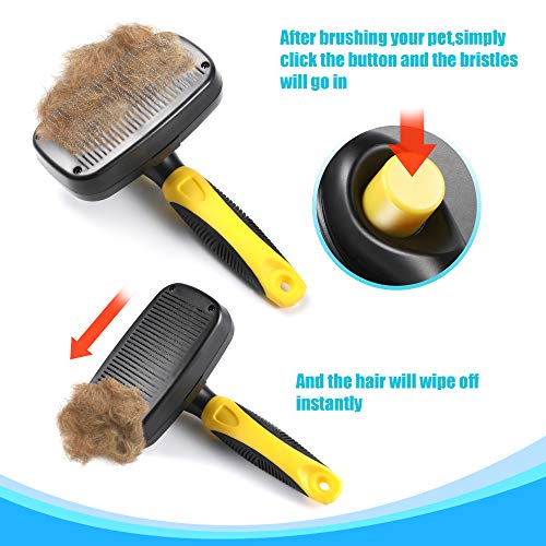 Bonve Pet Cepillo Perros Gatos, Peine para Perros Gatos y Mascotas Remover y Quitar Pelo con Púas de Acero Inoxidable Reduce 95% de Pelo Suelto Cómodo Seguro Durable para Desenredar a Mascotas