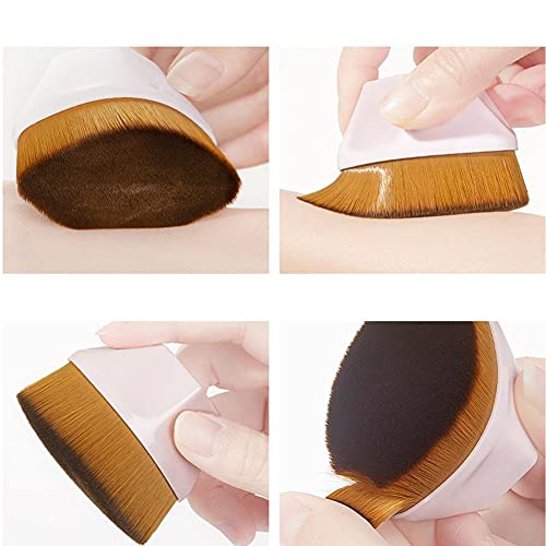 Brocha para base de maquillaje, brocha de base de alta densidad sin rastro en forma de pétalo, para mezclar cosméticos, líquido o polvos, seco y húmedo con estuche de almacenamiento