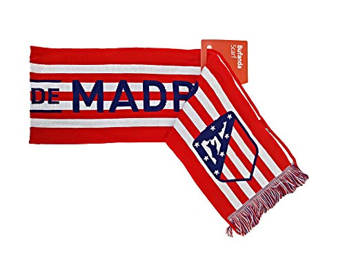 Bufanda Telar Atlético de Madrid Rayas Horizontal - Nuevo Escudo - Rojo - Blanco - Azul Marino