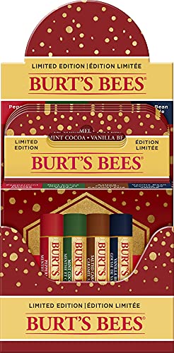 Burt's Bees Pack De Bálsamos Labiales De Temporada Festiva De : Menta Y Chocolate, Vainilla Y Caramelo Salado, Kit, 4 Unidad