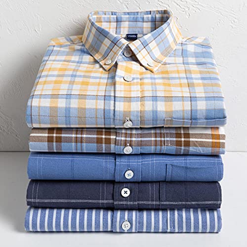 BUXIANGGAN Camisa T-Shirt Camisa Oxford para Hombre Calidad De Algodón Puro Vestido Informal Suave Bolsillo con Botones A Rayas Plaid Slim Fit Ropa Masculina-Man_Shirts_11_38_Is_Asian_Size_S