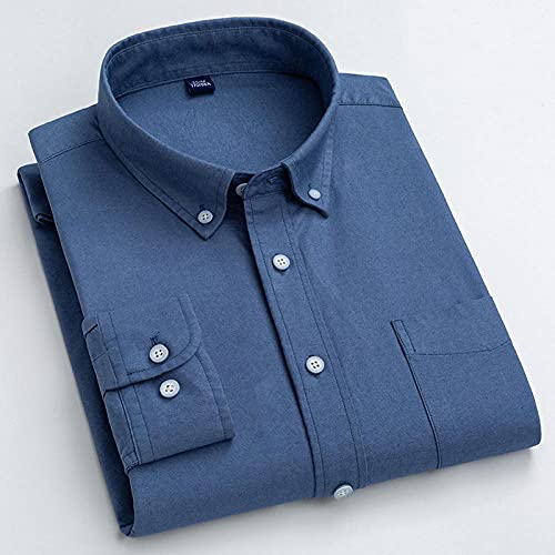 BUXIANGGAN Camisa T-Shirt Camisa Oxford para Hombre Calidad De Algodón Puro Vestido Informal Suave Bolsillo con Botones A Rayas Plaid Slim Fit Ropa Masculina-Man_Shirts_11_38_Is_Asian_Size_S