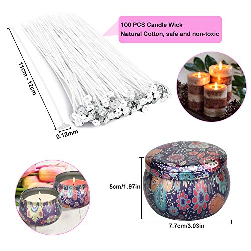 BUZIFU Kit para Hacer Velas 206 Piezas Accesorios para Hacer Velas en Casa con Mechas Ecológicas/Jarra/Latas/Cuchara Herramientas para Hacer Velas Caseras Kit Velas Fabricación para Principiantes