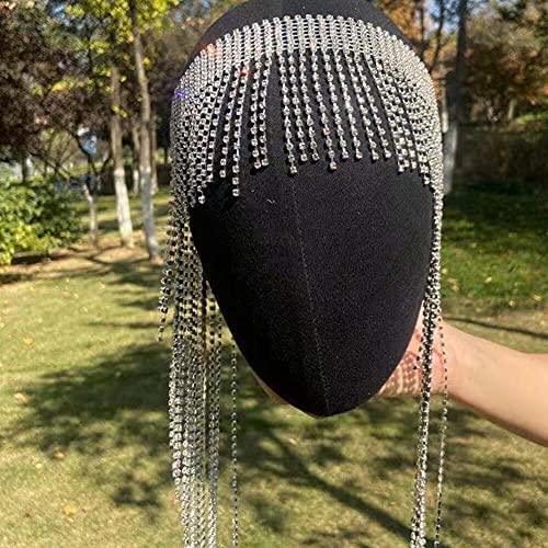 Cadena para La Frente, Cabeza De Borla Larga, Tocado De Joyería Chian para Mujer, Regalo De Fiesta, Diadema De Cristal Brillante, Diadema para El Cabello