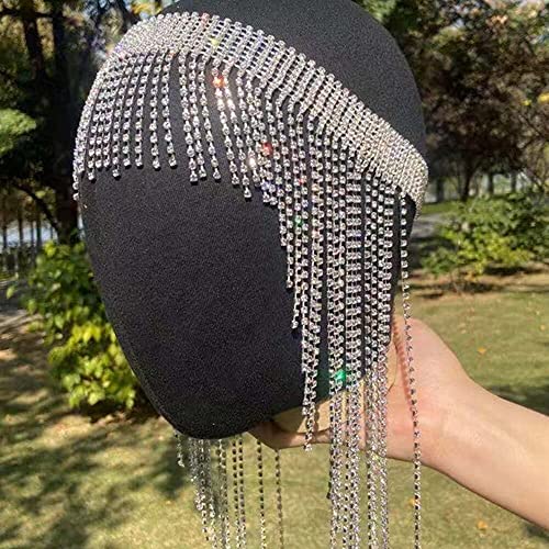 Cadena para La Frente, Cabeza De Borla Larga, Tocado De Joyería Chian para Mujer, Regalo De Fiesta, Diadema De Cristal Brillante, Diadema para El Cabello