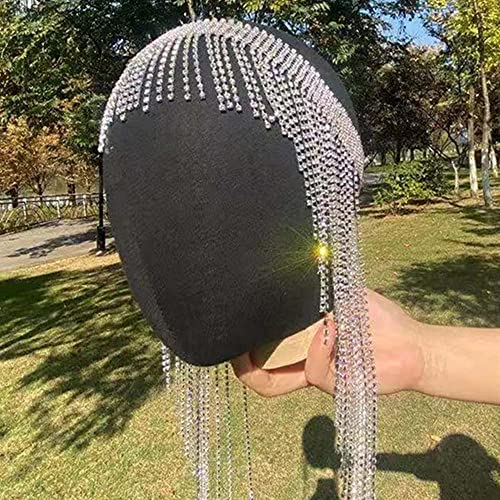 Cadena para La Frente, Cabeza De Borla Larga, Tocado De Joyería Chian para Mujer, Regalo De Fiesta, Diadema De Cristal Brillante, Diadema para El Cabello