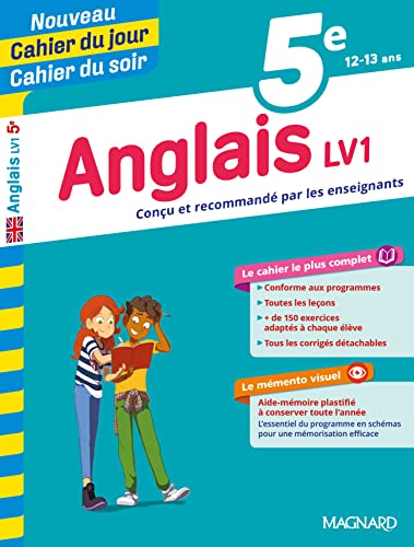 Cahier du jour/Cahier du soir Anglais LV1 5e + mémento: Conçu et recommandé par les enseignants