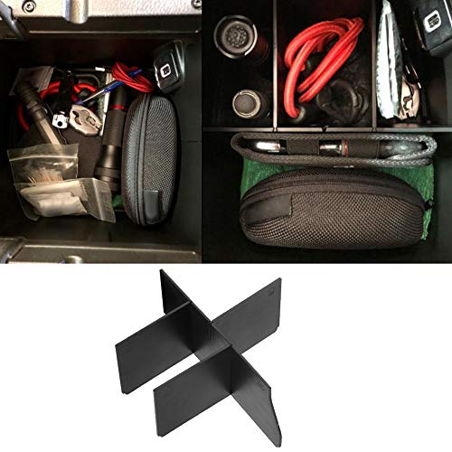 Caja de guantes de coche para organización, partición, consola central, bolsa de almacenamiento, caja de apoyabrazos para Wrangler/Gladiator, color negro