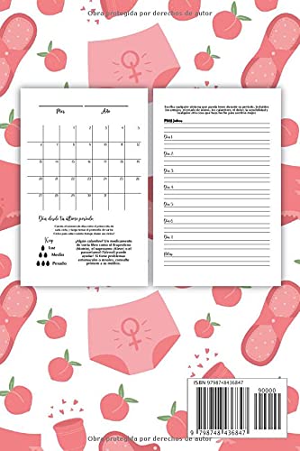 Calendario Menstrual: Ciclo Menstrual con Calendario para Registrar los Síntomas del Síndrome Premenstrual y los Tratamientos, Calendario Menstrual, Rastreador de la Menstruación para Niñas