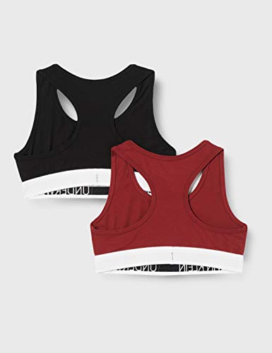 Calvin Klein 2pk Bralette Ropa interior,Rojo ( 1rhubarb/1pvhblack ) , 8/10 Unisex Niños