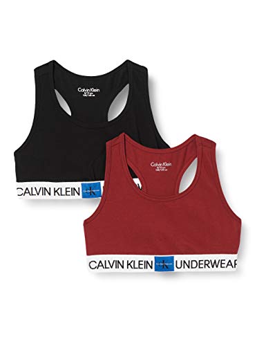 Calvin Klein 2pk Bralette Ropa interior,Rojo ( 1rhubarb/1pvhblack ) , 8/10 Unisex Niños