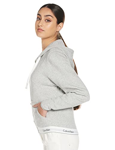 Calvin Klein Lounge Zip Up Hoodie-Modern Cotton Sudadera, Gris (Grey Heather 020), L para Mujer