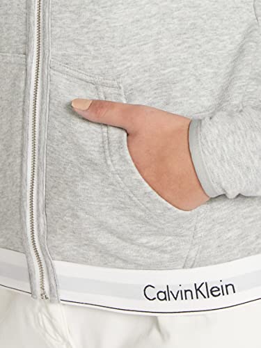 Calvin Klein Lounge Zip Up Hoodie-Modern Cotton Sudadera, Gris (Grey Heather 020), L para Mujer