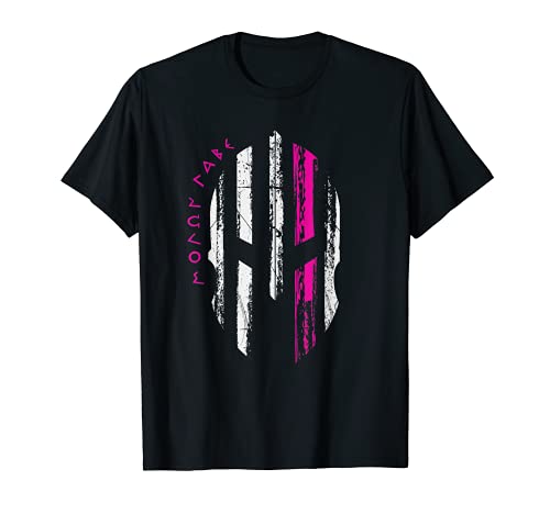 Cáncer de mama Conciencia Casco Espartano Línea Rosa Delgada Camiseta