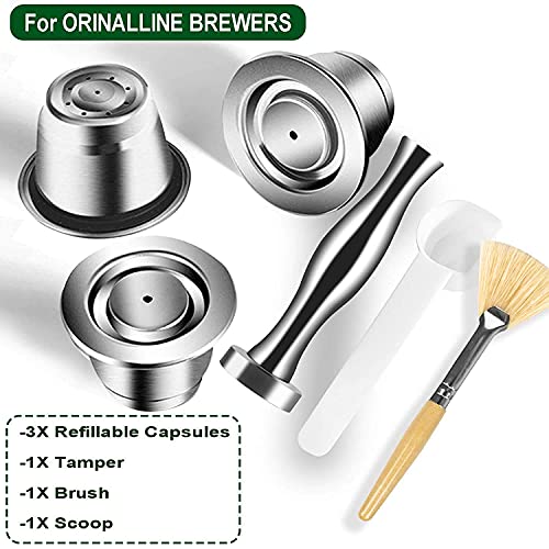 CAPMESSO Cápsula de café reutilizables, Cápsula rellenables para espresso, Cápsula de acero inoxidable compatibles con las máquinas de la línea original de Nespresso-conjunto de 3 vainas