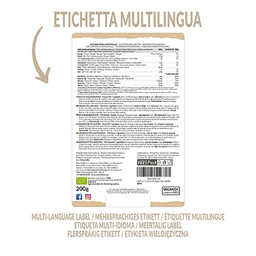 Cáscara de Psyllium Ecológico - 99% Pureza - 200g. Psyllium Husk, Natural y Puro. Cutícula de semillas de Psilio Orgánico, producido en India. Rico en Fibra, para añadir al Agua, Bebidas y Zumos.