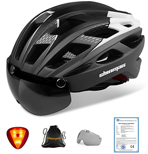 Casco bicicleta/Casco Bicic con luz,Certificado CE, casco bicicleta adulto con Visera Magnética Desmontable Gafas de Protección Super Light Casco Integral de Bicicleta Skateboarding Ski & Snowboard