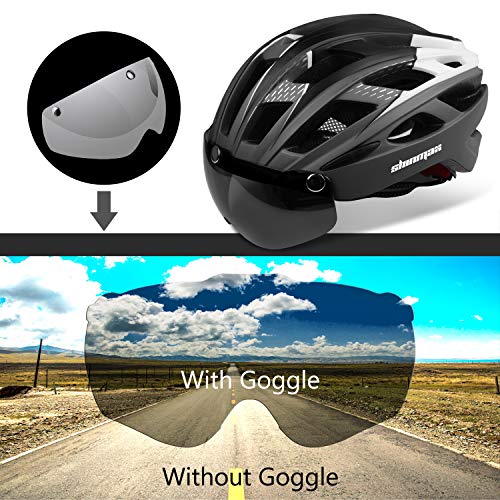 Casco bicicleta/Casco Bicic con luz,Certificado CE, casco bicicleta adulto con Visera Magnética Desmontable Gafas de Protección Super Light Casco Integral de Bicicleta Skateboarding Ski & Snowboard