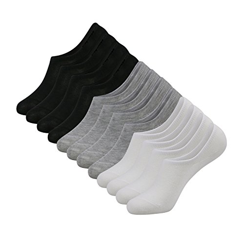 Caudblor 12 Pares Calcetines Invisibles de hombre Mujer antideslizantes Algodón Cortos Calcetines 38-42, Mujer-Hombre