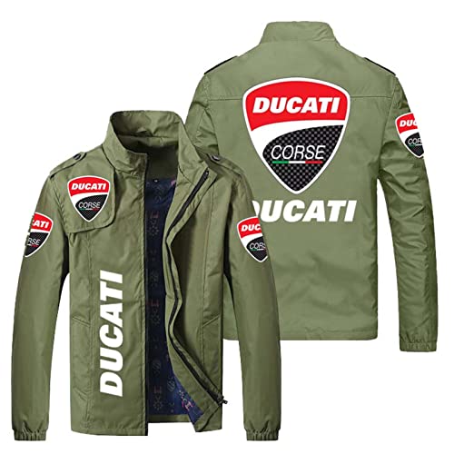 Chaquetas De Hombre Sudadera De Traje De Vuelo - Ducati 3D Stand Collar Zip Pullover Chaqueta Ligera A Prueba De Viento - Regalos para Adolescentes-Army Green||XXXL