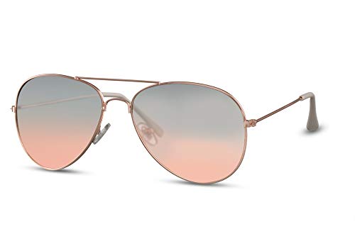 Cheapass Gafas de Sol Doradas Montura Aviadoro con cristales graduales de gris translúcido a naranja protección UV400 Hombres Mujeres