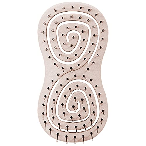 CHIARA AMBRA® Mini Bio Cepillo de pelo con pajita, sin tirones, cepillo desenredante, cepillo único con muelle en espiral, tamaño de bolsillo, ideal para viajes, natural