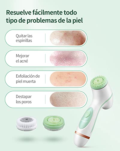 CkeyiN Cepillo de limpieza facial 3 en 1, Masajeador Facial Eléctrico Limpiador, Aspirador de puntos negros con cepillo de exfoliación eléctrico Limpieza profunda