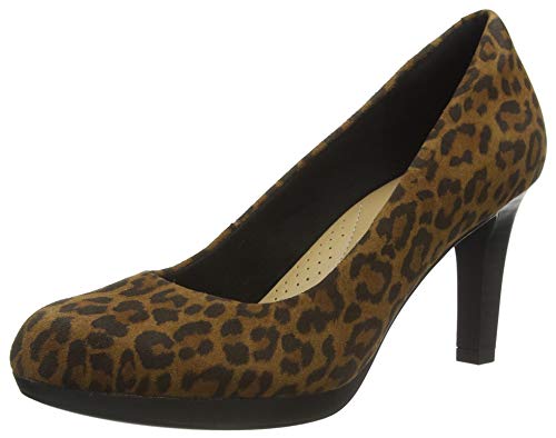 Clarks Adriel Viola, Zapatos de Vestir par Uniforme Mujer, Estampado de Leopardo, 38 EU