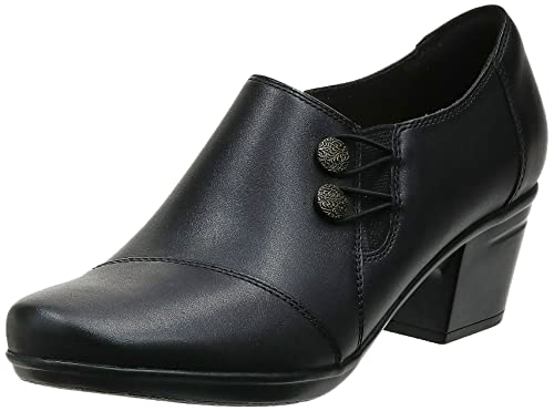 Clarks Women's Emslie Warren Slip-on Loafer,Black Leather,6.5 M US