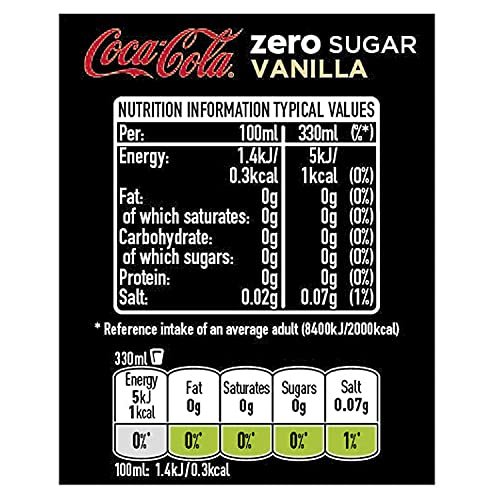 Coca-Cola Zero Sugar Latas de vainilla, 8 x 330 ml