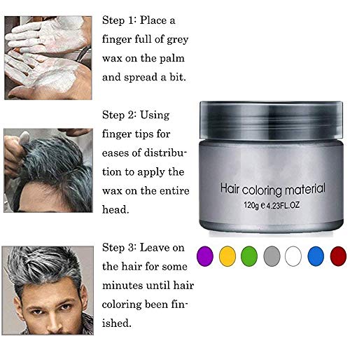 Coloración del cabello Cera Desechable Peinado mate instantáneo Crema de barro Pomadas para el cabello para niños Hombres Mujeres Cosplay Cosplay Discoteca Mascarada Transformación (Gris)