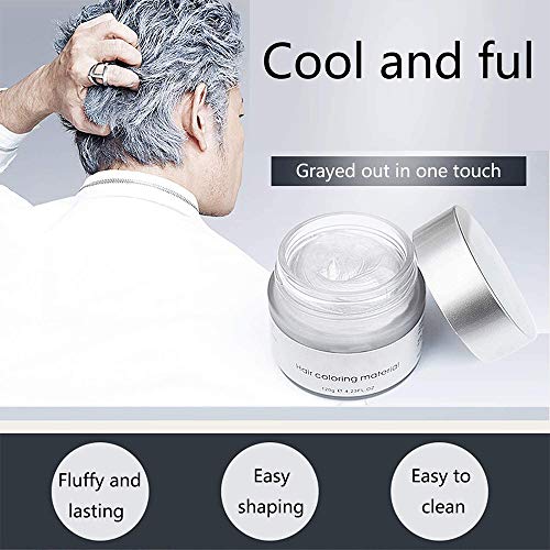 Coloración del cabello Cera Desechable Peinado mate instantáneo Crema de barro Pomadas para el cabello para niños Hombres Mujeres Cosplay Cosplay Discoteca Mascarada Transformación (Gris)