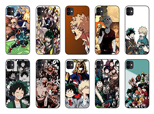 Compatible con My Hero con Academia todoroki bakugo 486 iPhone 12 Slim Flexible Covers Funda de silicona (negro)