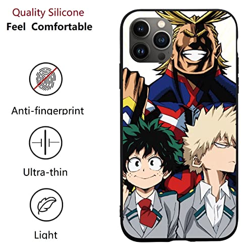 Compatible con My Hero con Academia todoroki bakugo 486 iPhone 12 Slim Flexible Covers Funda de silicona (negro)