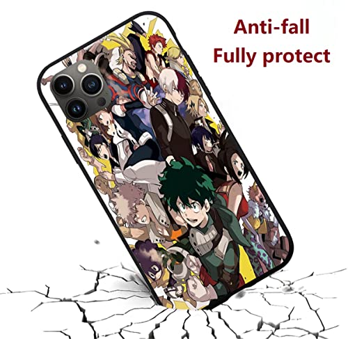 Compatible con My Hero con Academia todoroki bakugo 486 iPhone 12 Slim Flexible Covers Funda de silicona (negro)