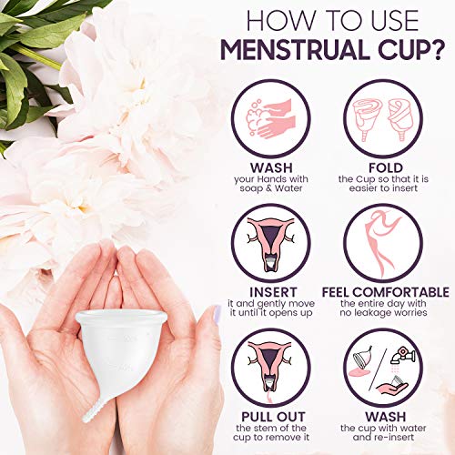 Copa Menstrual Talla L - Silicona de Grado Medicinal Alemana, Suave, Flexible y Reutilizable, Higiene Intima Femenina, Incluye Bolsa de Regalo, Alternativa Compresas Tampones - Sin BPA ni Colorante