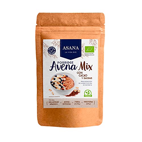 Copos De Avena Ecológicos Con Cacao y Baobab. Integrales Y Sin Azúcar Añadido. Sabor Delicioso. Listos Para Preparar Un Porridge Saludable. Pack De 3 Sobres de 250 Gramos.