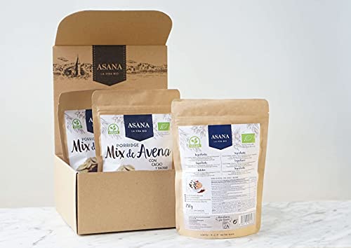 Copos De Avena Ecológicos Con Cacao y Baobab. Integrales Y Sin Azúcar Añadido. Sabor Delicioso. Listos Para Preparar Un Porridge Saludable. Pack De 3 Sobres de 250 Gramos.