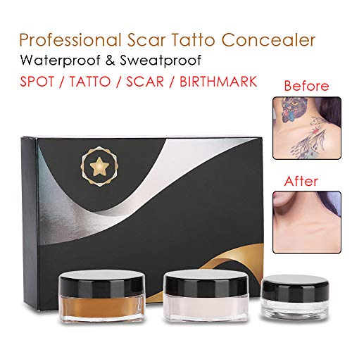 Corrector de tatuajes para cicatrices, corrector de piel, resistente al agua, para manchas oscuras, cicatrices, vitiligo y más, maquillaje para cubrir tatuajes, juego de crema para cubrir manchas de m