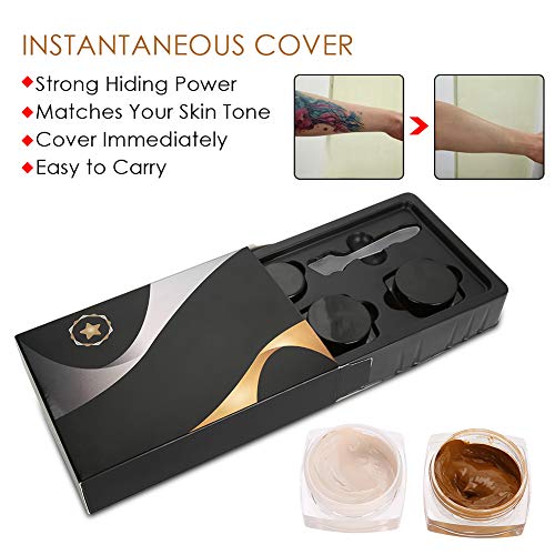 Corrector de tatuajes para cicatrices, corrector de piel, resistente al agua, para manchas oscuras, cicatrices, vitiligo y más, maquillaje para cubrir tatuajes, juego de crema para cubrir manchas de m