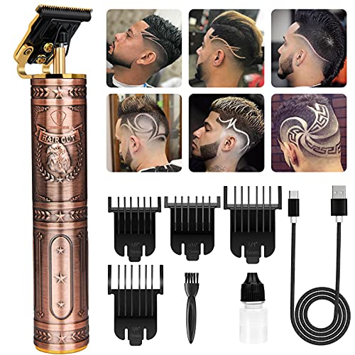 Cortapelos Para Hombres Maquina Cortar Pelo Inalámbrica Recortadora Profesional con T-Cuchilla Electrónica Recortadora Perfilador de Pelo USB Recargable Cortadora de Cabello Zero Gapped