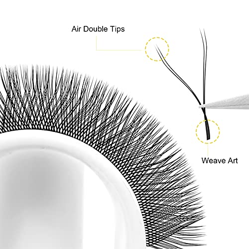 Costory Forma YY Extensiones de pestañas Consejos Dobles Arte De Tejer Pestañas Postizas Volumen 4D Luz Suave Natural Tejidas a Mano Eyelash Extensions (Espesor 0.07 mm C Curl 8-15 mm Mixto）