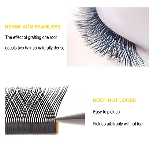 Costory Forma YY Extensiones de pestañas Consejos Dobles Arte De Tejer Pestañas Postizas Volumen 4D Luz Suave Natural Tejidas a Mano Eyelash Extensions (Espesor 0.07 mm C Curl 8-15 mm Mixto）