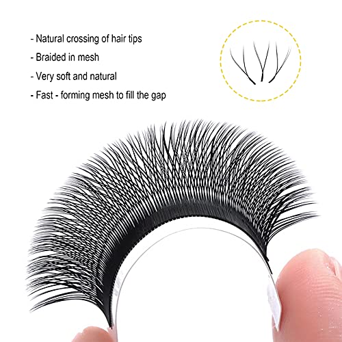 Costory Forma YY Extensiones de pestañas Consejos Dobles Arte De Tejer Pestañas Postizas Volumen 4D Luz Suave Natural Tejidas a Mano Eyelash Extensions (Espesor 0.07 mm C Curl 8-15 mm Mixto）