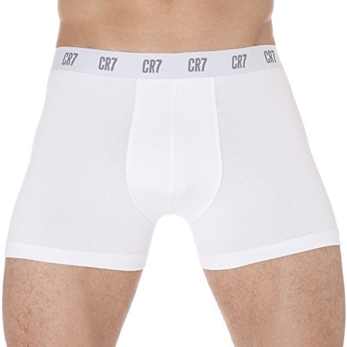 CR7 CRISTIANO RONALDO - Basic - Bóxers Ajustados para Hombre - Pack de 3 - Blanco - XL